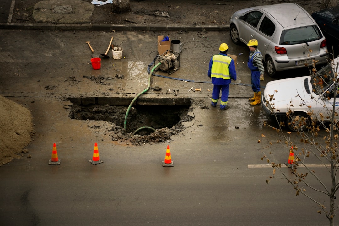 Water main repair being performed in a Victoria BC neighbourhood