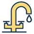 Curved gooseneck faucet icon in yellow and blue colors, perfect for modern kitchen and bath Plumbing icon Victoria BC