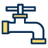 Blue and yellow plumbing faucet icon representing water flow and tap services for Plumbing icon Victoria BC