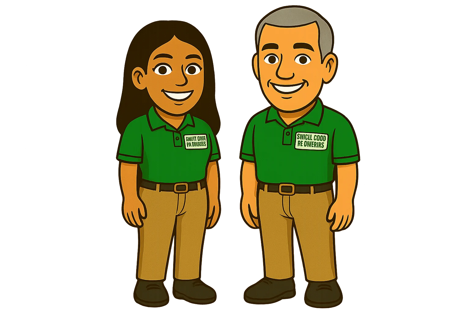 A animated image of two smell good plumbers standing side by side